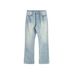 Men's Clothing Cleanfit Washed Distressed Vintage Ice Blue Cream Faded Cat Whisker Scratched Flared Jeans For Men_viptrois.com