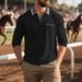 Spring And Autumn American Loose Men's Simple Solid Color Polo Shirt Long Sleeve T Shirt_viptrois.com