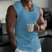 Summer Men's Sleeveless Wide Shoulder Knitted Stripe Fitness Sports Leisure Fit Tank Top For Men_viptrois.com