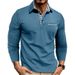 Pulse 2025 New European And American Men's Casual Fashion Polo Shirt Export Turn-down Collar Long Sleeve Color Block_viptrois.com