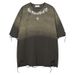 Men's Clothing American Heavy Washed Short Sleeved T Shirt Men's Oversize Hip Hop Trendy Brand Yabi Style Couple Half Sleeve Cut Holes_viptrois.com