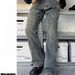 2024 Slim Fit Independent American Style Paris Washed Firecracker Festival Bootcut Micro Flared Jeans Long Pants_viptrois.com