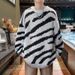 Zebra Patterned Thick Deer Plush Sweater With Contrasting Jacquard Collar Pullover Knit Sweater_viptrois.com