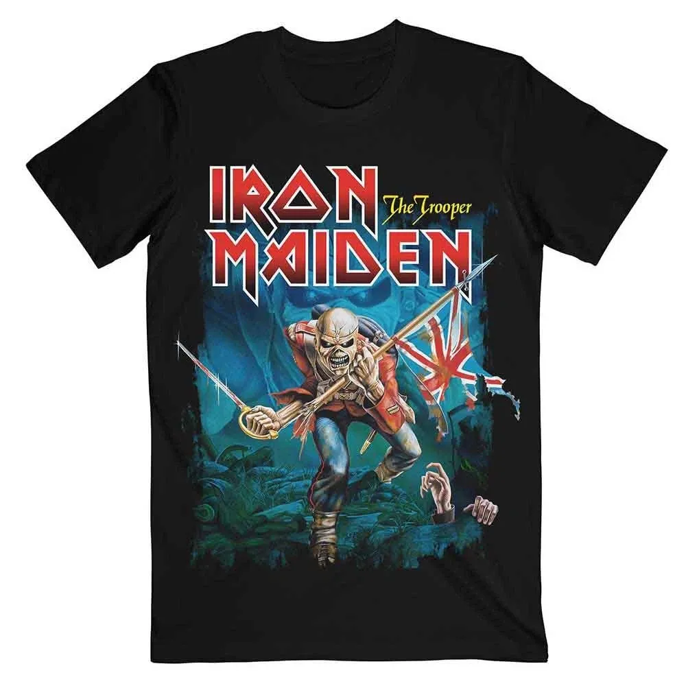 Iron Maiden Unisex T-Shirt Mens Womens Tees Top: Trooper Eddie Large Eyes_viptrois.com