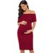 European And American Maternity Dress For Women, Sleeveless, Ruffled, One Shoulder Maternity Dress, Ruffled, Knee Length, Slim Fitting Maternity Dress_viptrois.com