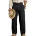 Men's Plus Size Casual Trousers White Linen Slanted Waist Spring_viptrois.com