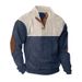 Cross-border European American Plus-size Autumn And Winter Men's Casual Color-blocked Turn-down Sports Sweatshirt_viptrois.com