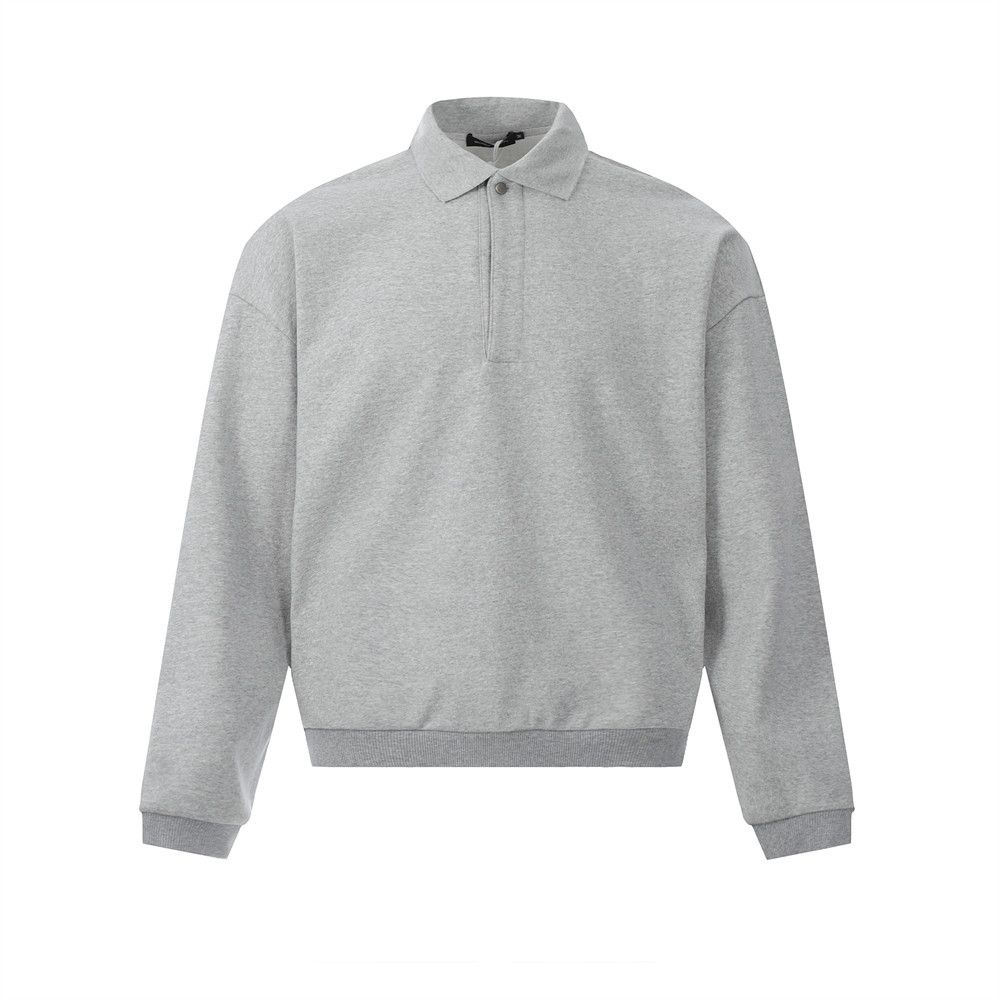 Solid Color Polo Collar Short Long Sleeve Sweatshirt Men's Spring Autumn High Street American Style Loose Casual_viptrois.com