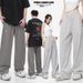 Men's Clothing Summer retro checkerboard jacquard loose wide leg drawstring straight mid waist trousers_viptrois.com