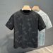 New Short-sleeved T-shirt Men's Summer New Five-pointed Star Pattern Personalized Niche Top Loose Casual Round Neck Half-sleeve_viptrois.com