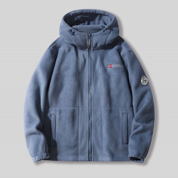 Men's Thickened Double-Layer Fleece Hoodie Winter Warm Windproof Zip-Up Jacket For Casual Outdoor_viptrois.com