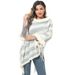 Women's Shawls Imitation Rex Rabbit Fur Collar Knitted Pullover Cape Women's Chenille Warm Striped Shawl Sweater_viptrois.com