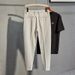 Slim Fit Men's Dress Pants Straight Leg Wrinkle-Free Business Casual Trousers High-Quality Drop Black Ankle-Length Dress Pants_viptrois.com
