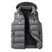 Men's Winter Hooded Vest - Thickened Cotton, Sleeveless, Stylish & Warm For Casual Wear_viptrois.com