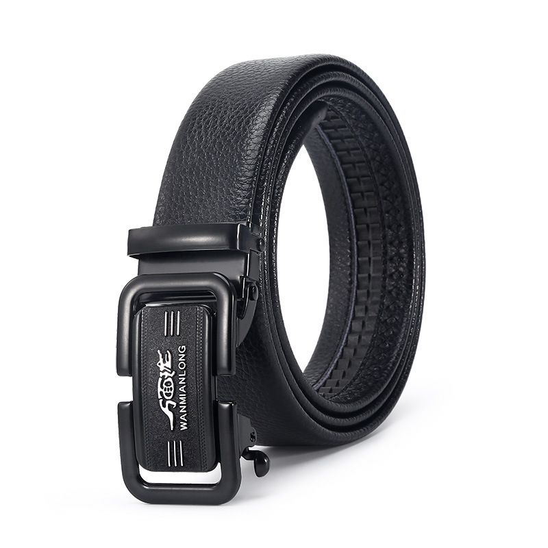 Men's Belts Men's Leather Belt Automatic Buckle Lychee Pattern Belt Business Gift Online Store Clothing Accessories Free Belt_viptrois.com