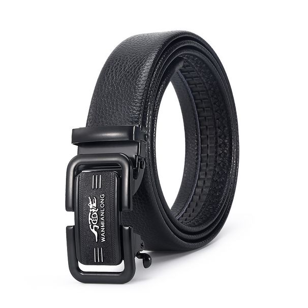 Men's Belts Men's Leather Belt Automatic Buckle Lychee Pattern Belt Business Gift Online Store Clothing Accessories Free Belt_viptrois.com