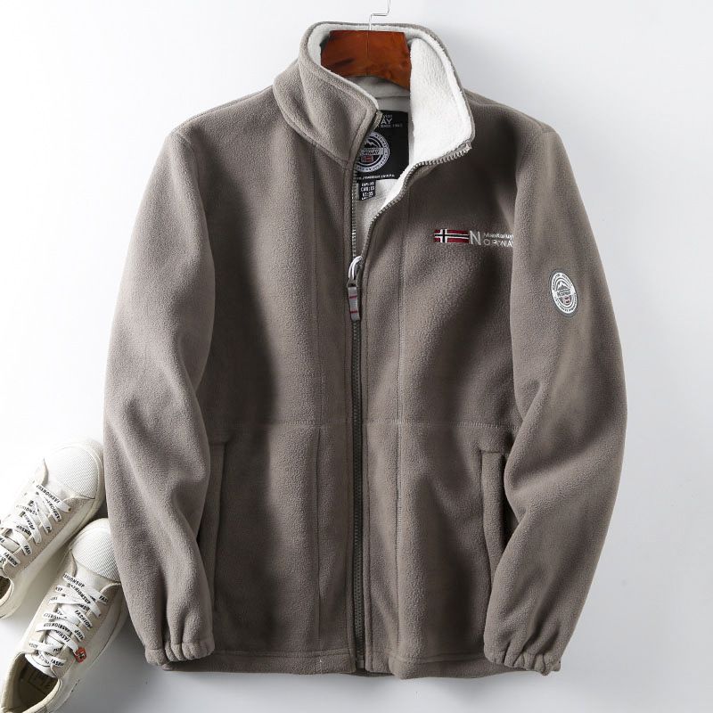 Men's Winter Fleece Jacket With Stand Collar - Windproof, Thickened, Warm & Comfortable For Cold Weather (XS-3XL, Black/Grey/Red/Khaki/Navy)_viptrois.com