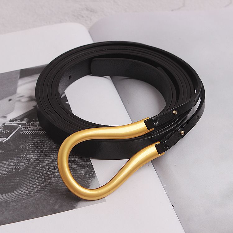 Solid buckle large and small horseshoe buckle belt women's belt decoration Internet celebrity same fashion U-shaped buckle waist seal trend_viptrois.com