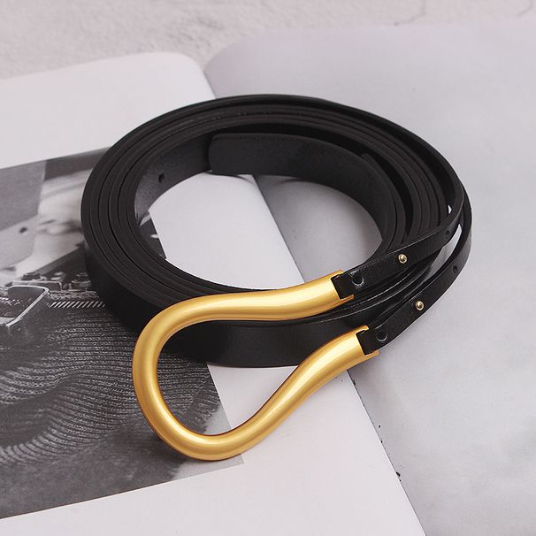 Solid buckle large and small horseshoe buckle belt women's belt decoration Internet celebrity same fashion U-shaped buckle waist seal trend_viptrois.com