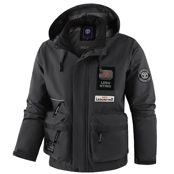 Men's Work Jacket With Multiple Pockets, Lightweight Outdoor Windbreaker, Travel & Casual Coat For Men, Military Style Utility Jacket_viptrois.com