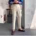 Men's Clothing Solid Color High Waist Nine Point Pants Temperament Casual Business Italian Paris Button Trousers Men's Trend_viptrois.com
