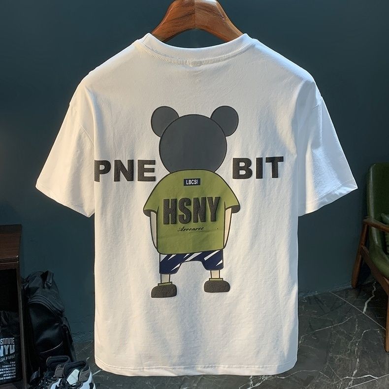Men's Short Sleeved T-shirt Summer New Trendy Brand Printed Round Neck Ins Loose Breathable Pure_viptrois.com