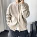 Pure Japanese Cardigan Men's Spring And Autumn Hong Kong Style Knitted Round Neck Jacket Simple Loose Thickened Sweater Coat_viptrois.com