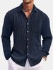 Men's Clothing Men's Solid Color Loose And Comfortable Vertical Striped Long Sleeved Shirt_viptrois.com