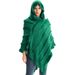 Unisex Women's solid color hooded sweater knitted pullover cape cape_viptrois.com