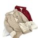 New Fleece-Lined Thickened Hooded Lamb Wool Sweatshirt For Women, Autumn Winter Couple Style, Loose And Warm Long-Sleeve_viptrois.com