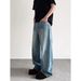American Style Cleanfit Vintage Blue Jeans Unisex Summer Trendy High Street Straight Versatile Wide Leg Long Pants_viptrois.com