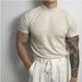 Men's Clothing Heavy High Street Solid Color Half Turtleneck Thread Stretch T Shirt Tops Men's Loose_viptrois.com