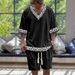 Leisure Suit Men's Summer Loose Short Sleeved Sweater Shorts V Neck Sports Suit Two Piece Suit_viptrois.com