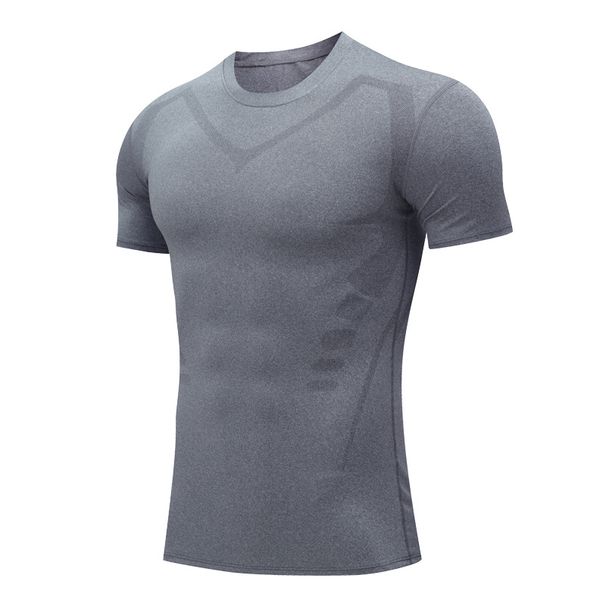 Men's clothing Fitness wear men's high spring short sleeve quick dry sports tights printed running_viptrois.com