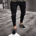 Loom Cross-Border Exclusive Jeans New Black Ripped Stretch Zipper Men's Skinny Pants European And American Trend_viptrois.com