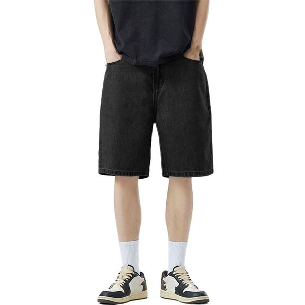 Summer Thin Light Blue Denim Shorts Men's Straight Loose Versatile Handsome Shorts Trendy_viptrois.com
