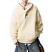 Cross-Border European Plus Size Hooded Three-Color Button Knit Sweater Men's Henley Collar Trendy Factory Wholesale_viptrois.com