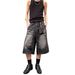 Vintage Washed Denim Shorts Retro Streetwear Summer Cuffed Wide-Leg Capris for Men And Women Distressed_viptrois.com