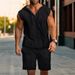 Men's Clothing Men's Cotton Sleeveless Hoodie & Shorts Set - Summer Gym Outfit_viptrois.com