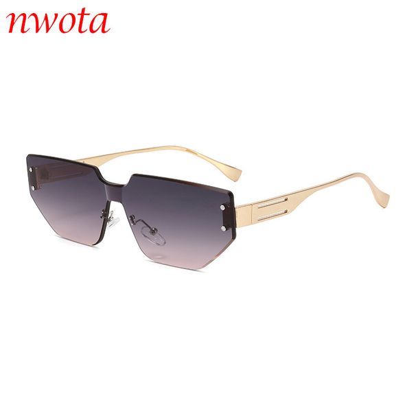 New Frameless Cat Eye Sunglasses Personality Metal Leg Frameless Sunglasses Duqiao Glasses_viptrois.com