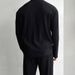 Men's Clothing thin solid color sexy deep v cardigan knitted sweater shirt casual fashion suit two piece suit men_viptrois.com