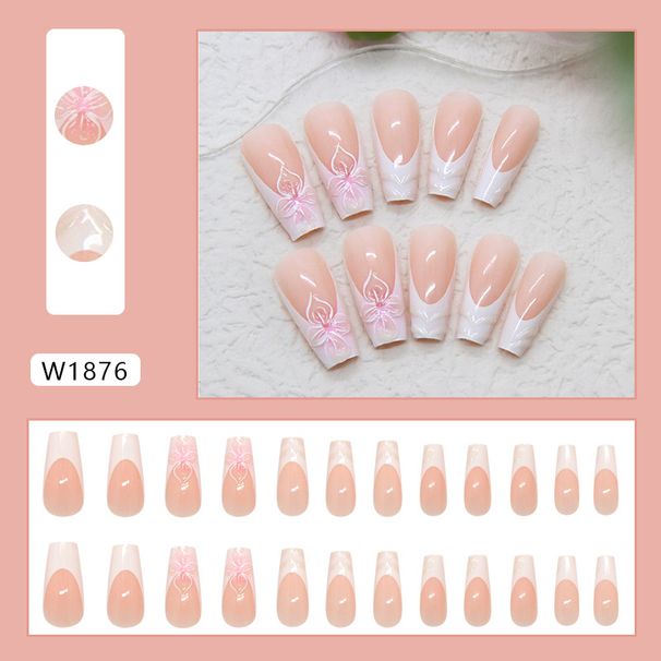 Beauty & Health Three Dimensional Gentle Fairy Ice Flower French Medium Length Ballet Nail Versatile Ins Nail Art 24 Pieces_viptrois.com