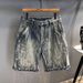 Men's Clothing Designer Style Heavy Craftsmanship Scratched Washed Trendy Brand Denim Shorts Men's Thin Pants 2025 Loose Shorts_viptrois.com