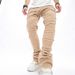 Man's clothing Men's jeans baggy wide-leg pants casual ripped seam mop pants sleek hip hop style_viptrois.com