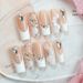 French Temperament Diamond Hand Made Nails With Flowers And Butterflies Long Hand Made Nails High Quality Goods_viptrois.com