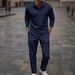 Men's Autumn And Winter Long Sleeved Trousers Suit Suitable For Daily Leisure And Outdoor Sports Lapel Polo Shirt Suit_viptrois.com