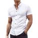 Men's Clothing Popular Four Way Stretch Short Sleeved Shirt Large Size Muscle Man Anti Wrinkle Solid Color Short Sleeved Shirt_viptrois.com