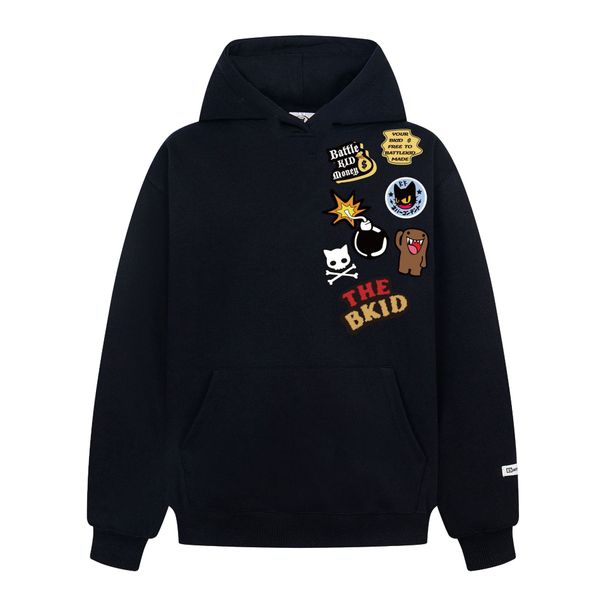 American High Street Embroidered Letter Badge Hooded Sweatshirt National Trend Loose Pullover Couple Long Sleeve Shirt_viptrois.com
