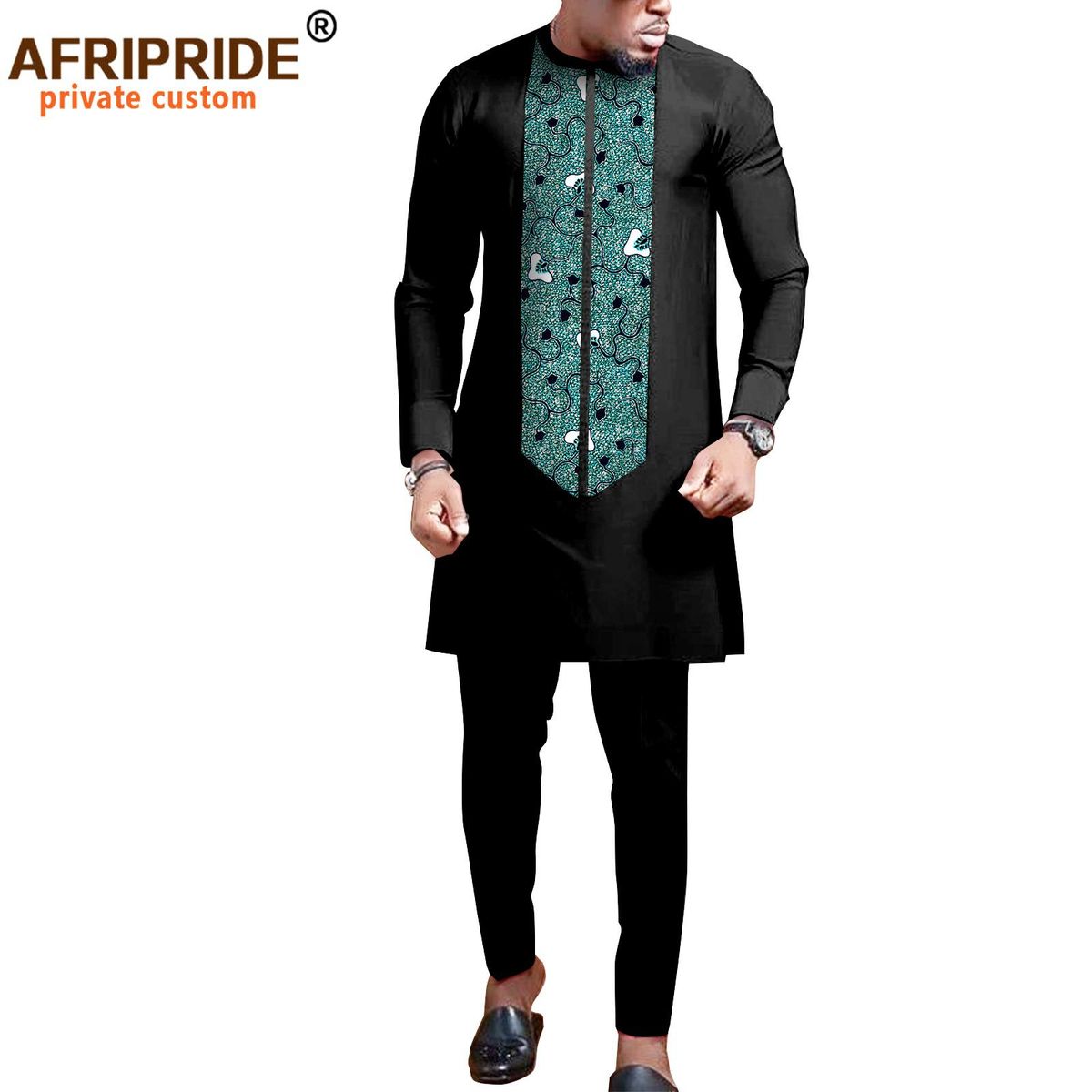 Men's clothing African ethnic solid color men's casual jacket + pants_viptrois.com
