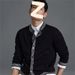 New Thread Knitted Placket Simple Half High Collar Cardigan Men's Cardigan Jacket_viptrois.com